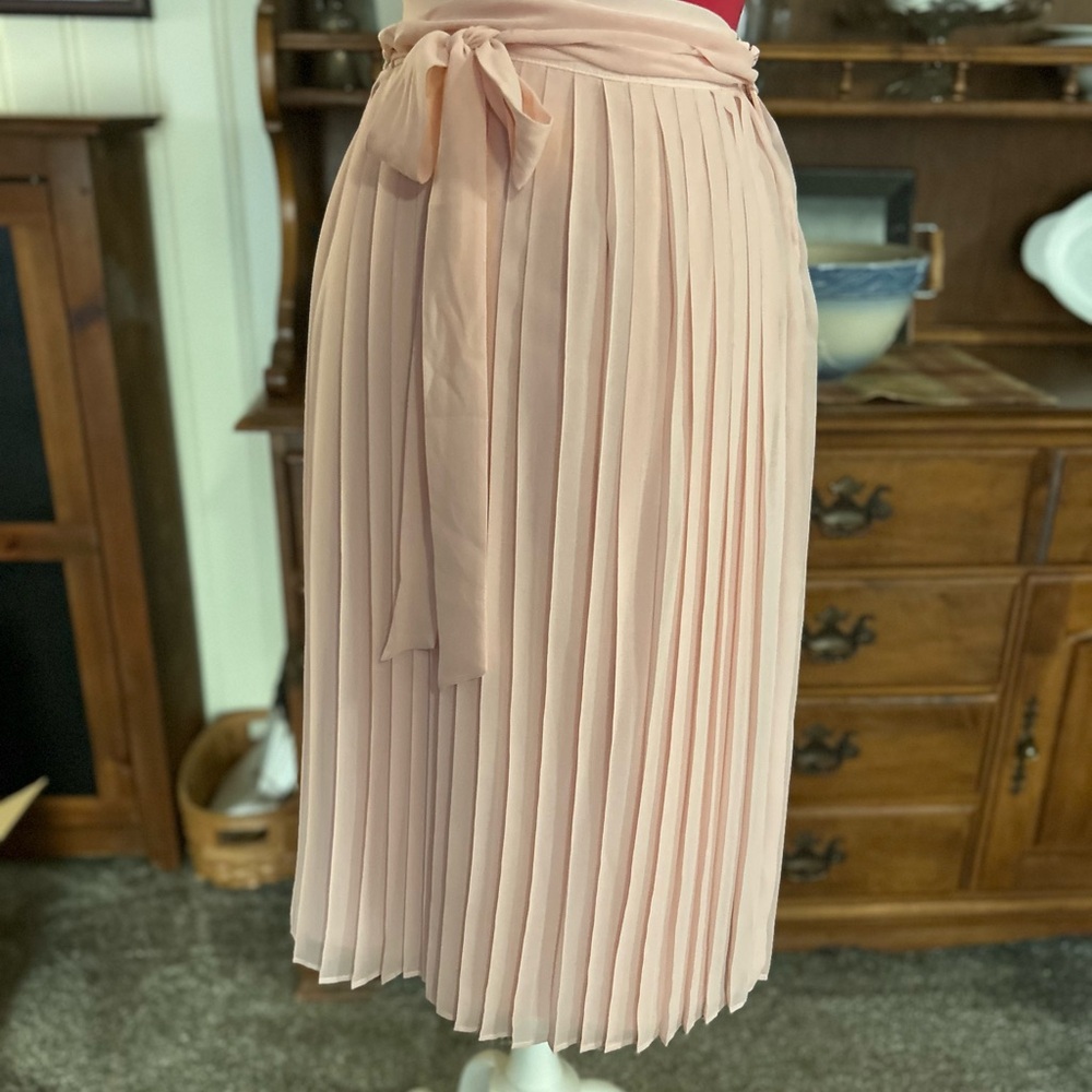 Christopher & Banks Soft Pink Pleated Midi Skirt